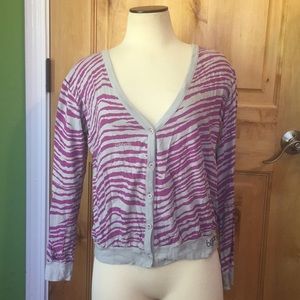 BILLABONG Gray Purple Animal Print Cardigan EUC L